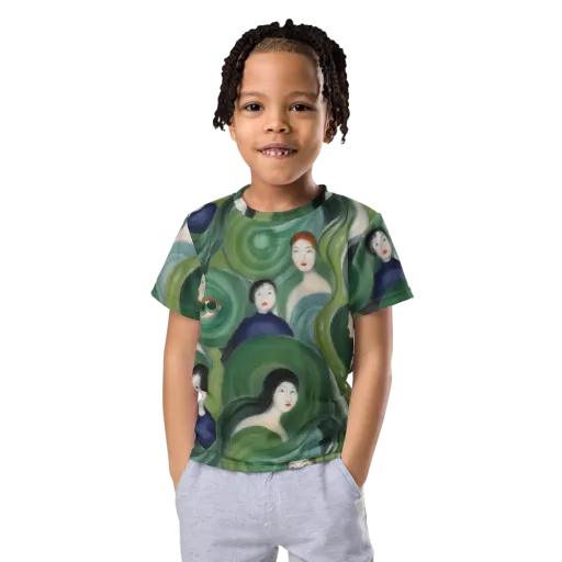 Emerald Reverie on a Kids Crew Neck T-Shirt