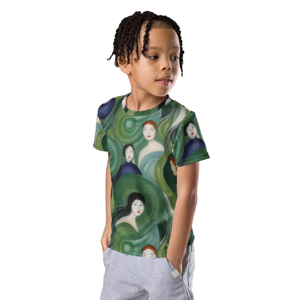 Emerald Reverie on Kids Crew Neck T-Shirt — Left Front