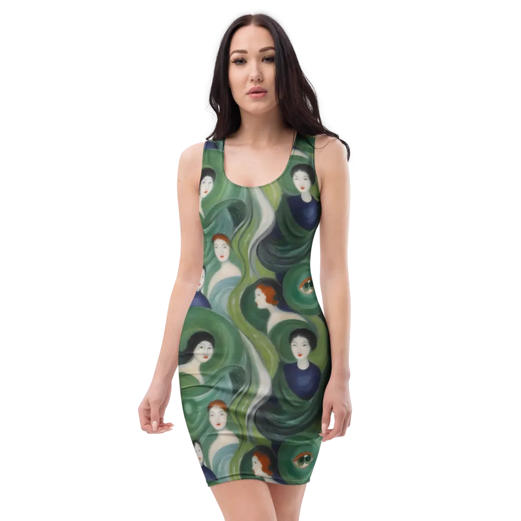 Emerald Reverie on Bodycon Dress — Front