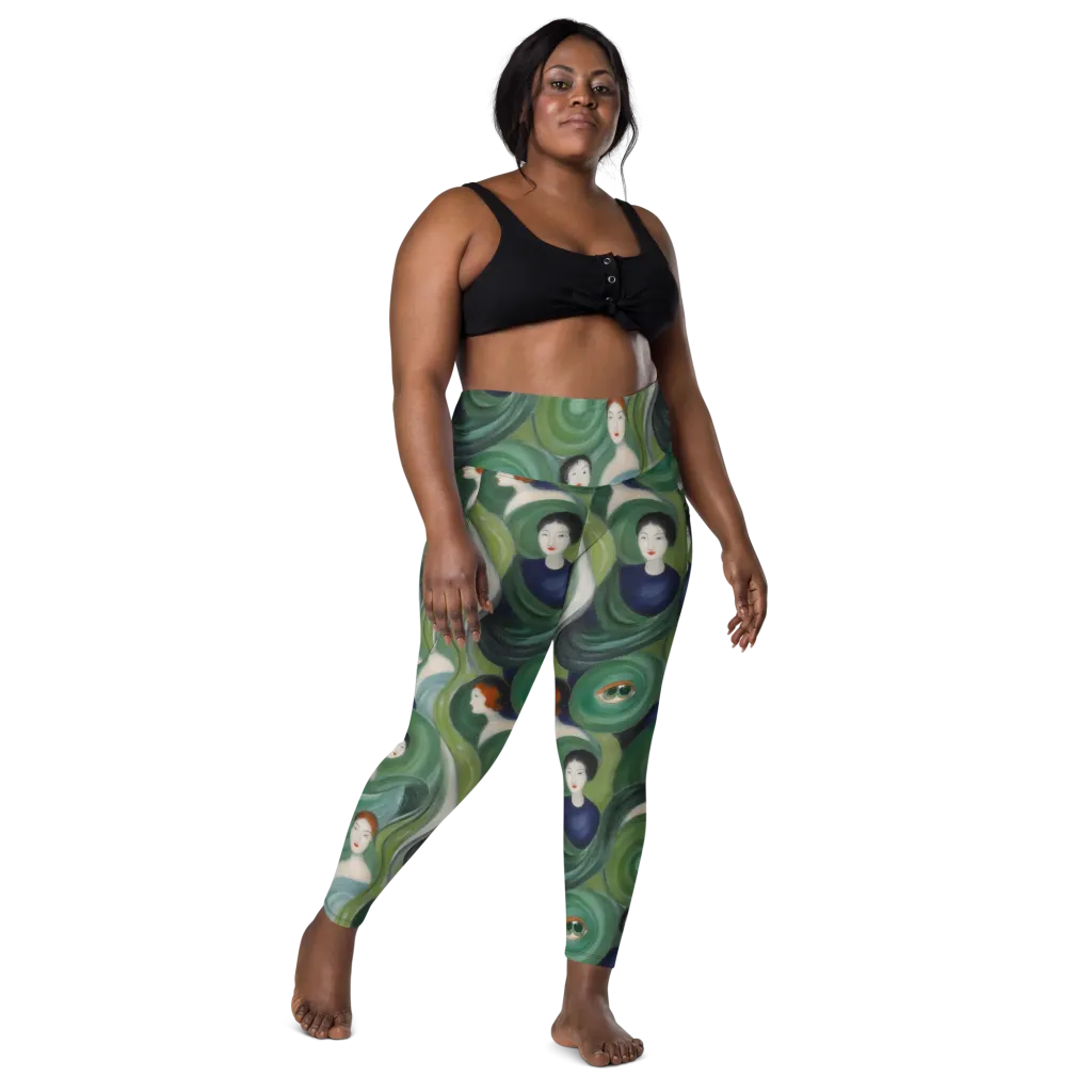 Emerald Reverie on Leggings with Pockets — Front