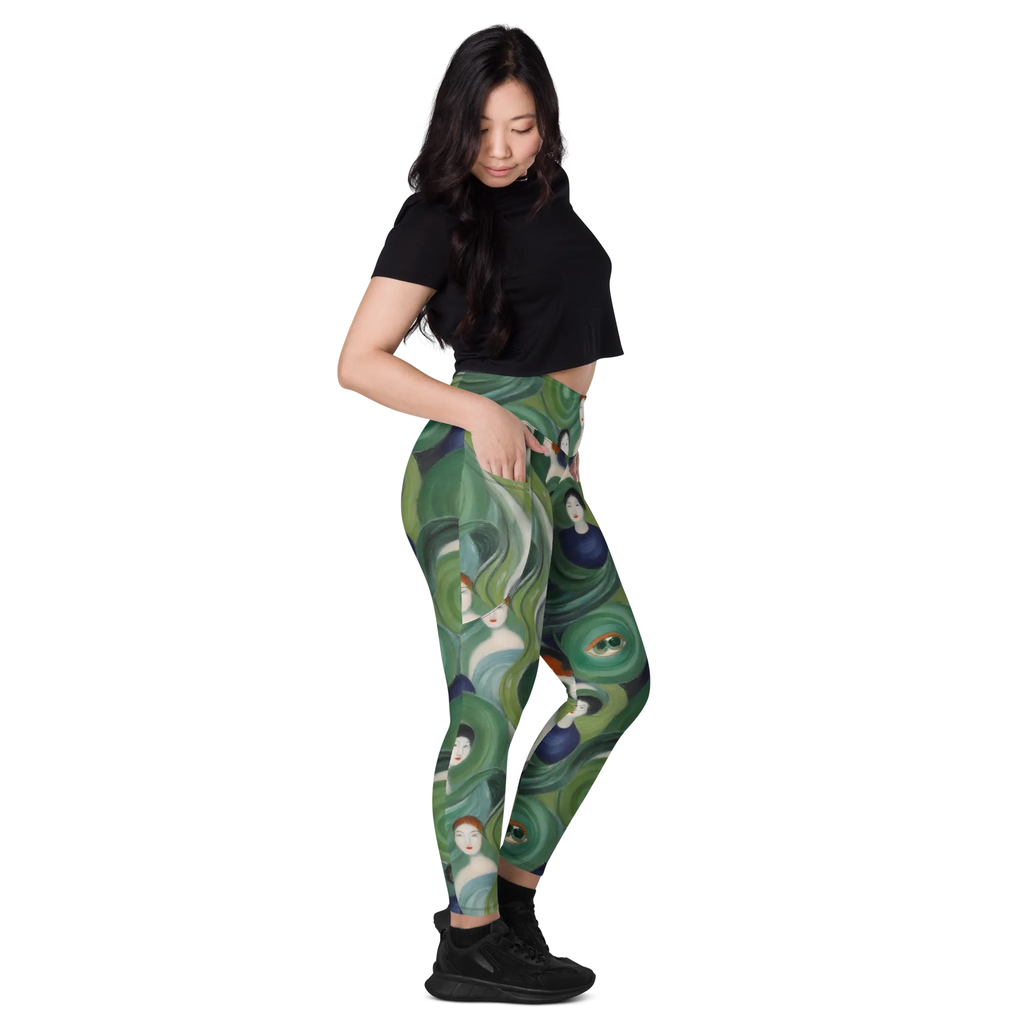 Emerald Reverie on Leggings with Pockets — Right