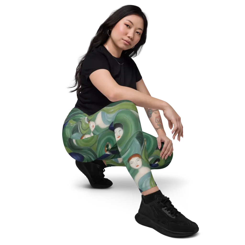 Emerald Reverie on Leggings with Pockets — Right Front