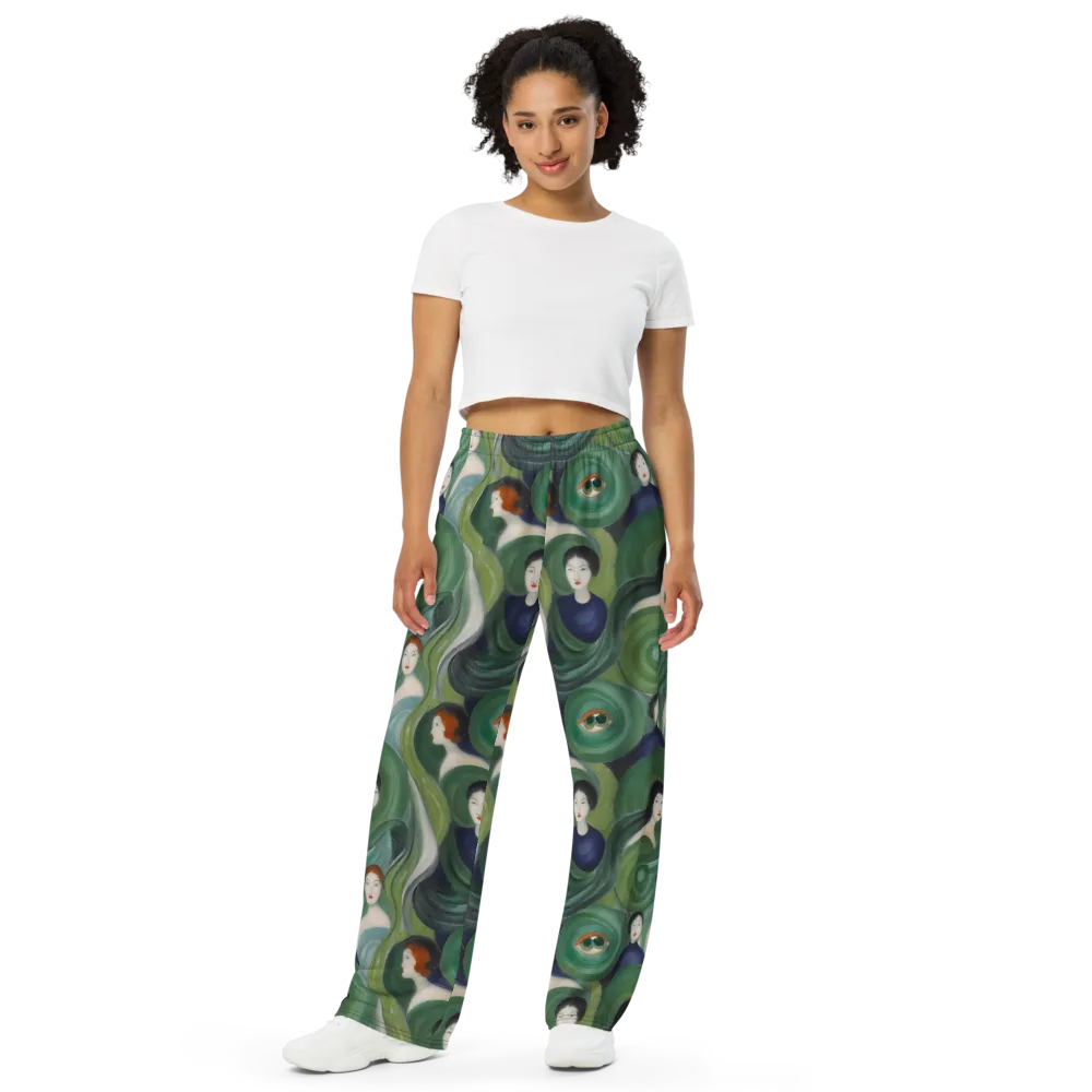 Emerald Reverie on Wide-Leg Pants — Front