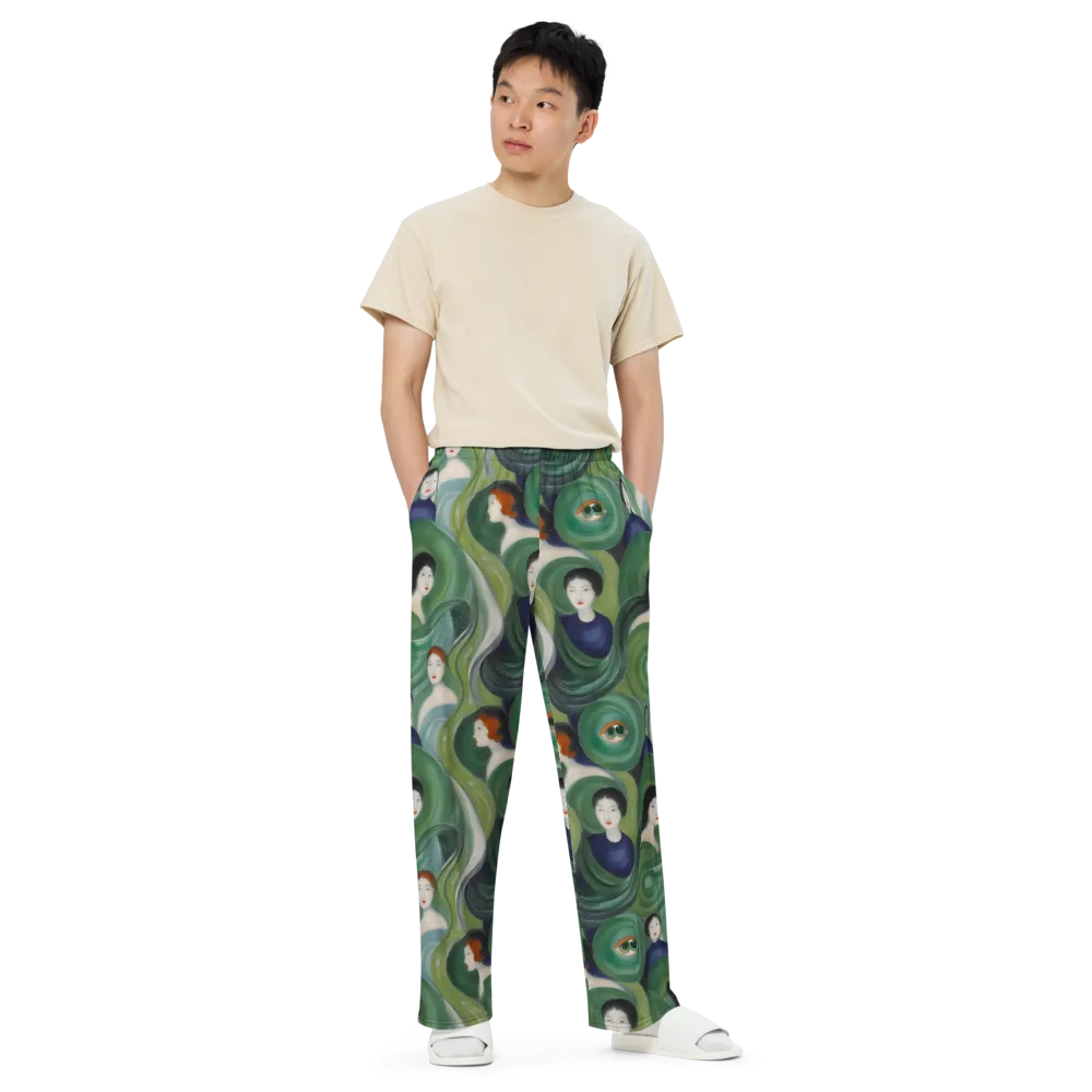 Emerald Reverie on Wide-Leg Pants — Front