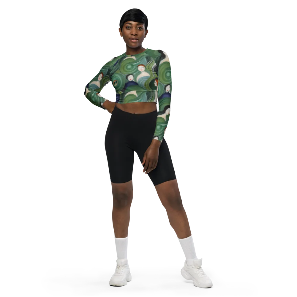 Emerald Reverie on Long Sleeve Crop Top — Front