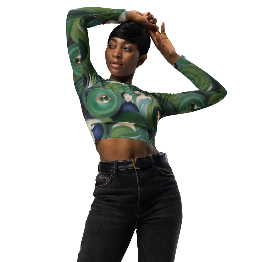 Emerald Reverie on Long Sleeve Crop Top — Front