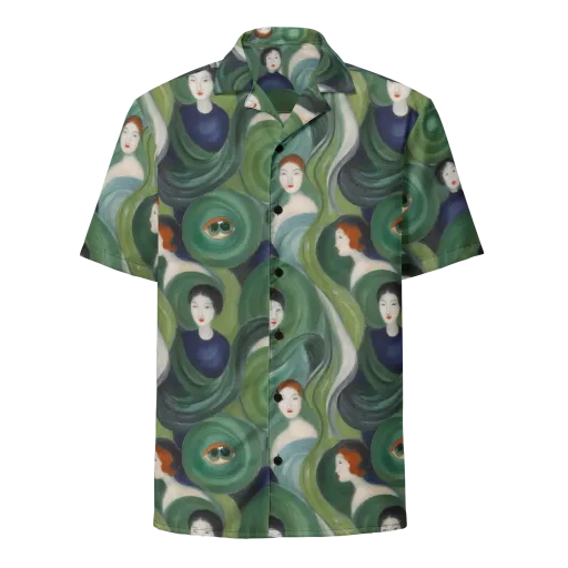 Emerald Reverie on a Button Shirt