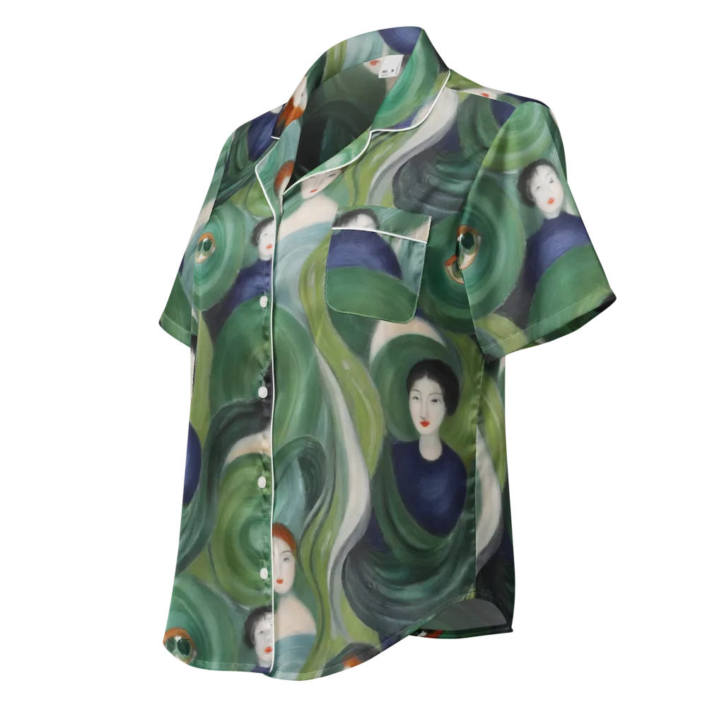 Emerald Reverie on Women's Short Sleeve Pajama Top — Left Front