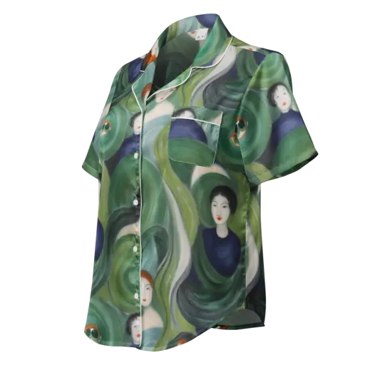 Emerald Reverie on a Women's Short Sleeve Pajama Top