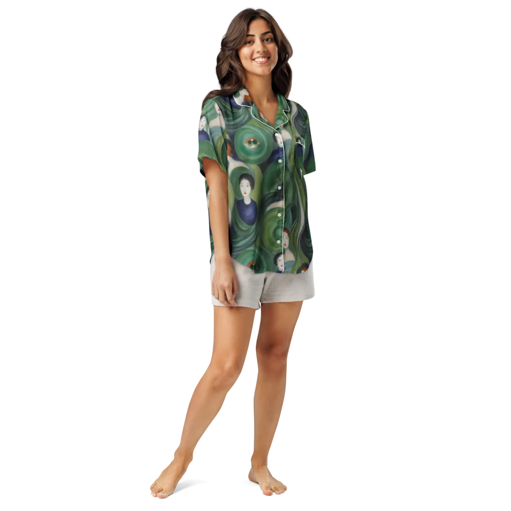 Emerald Reverie on Women's Short Sleeve Pajama Top — Front