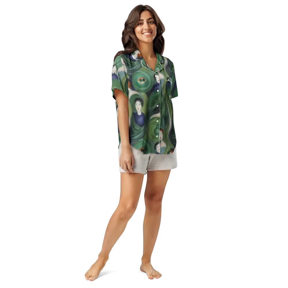Emerald Reverie on Women's Short Sleeve Pajama Top — Front