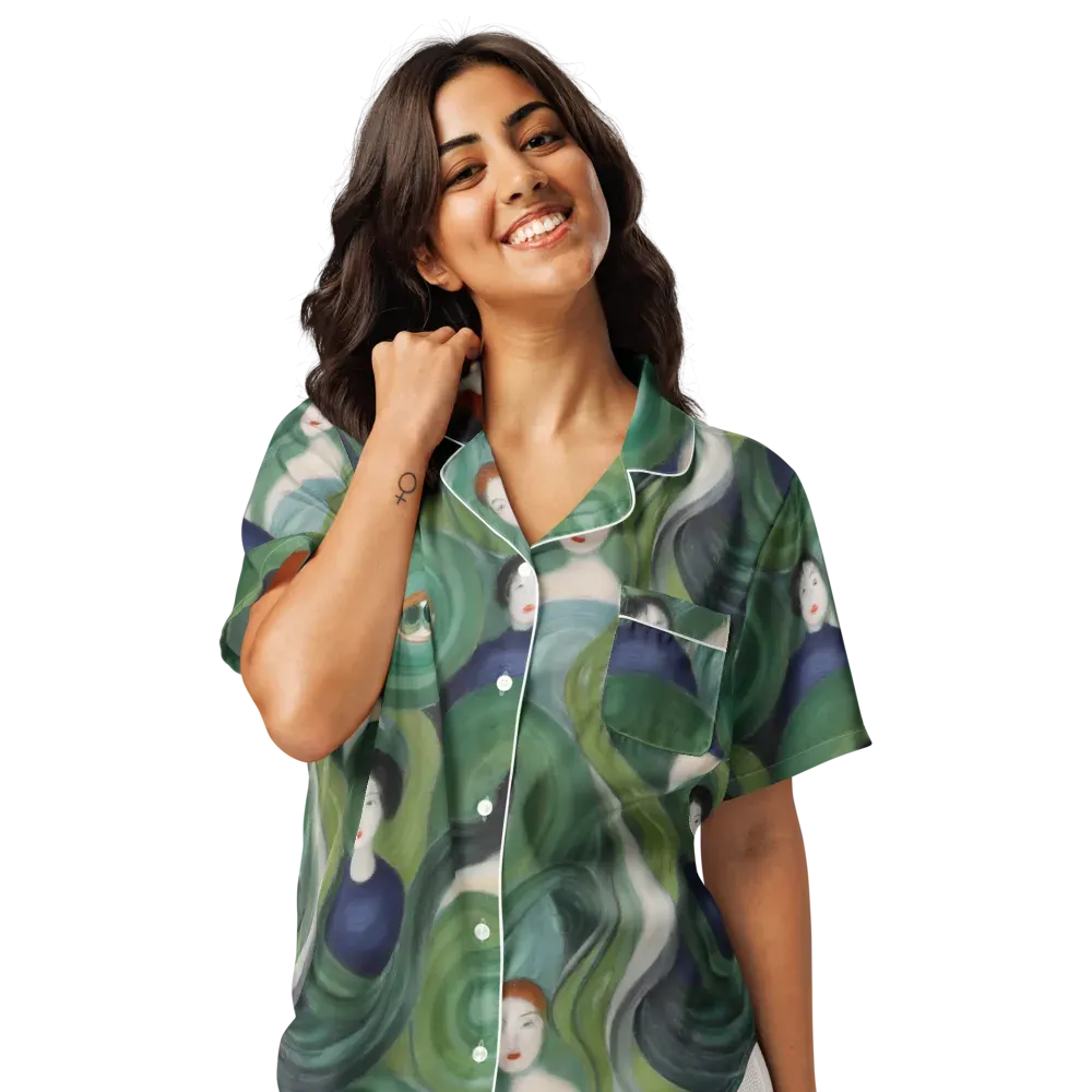 Emerald Reverie on Women's Short Sleeve Pajama Top — Front