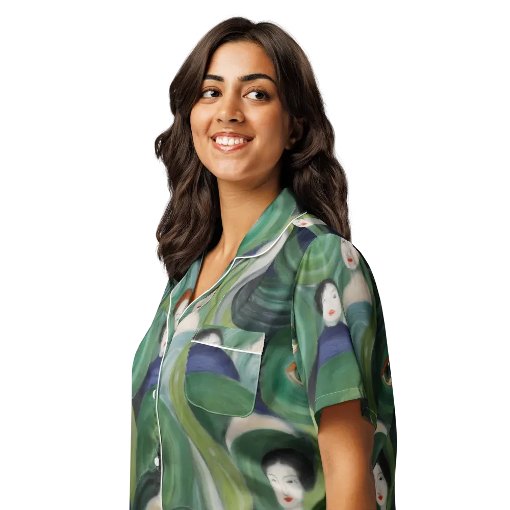 Emerald Reverie on Women's Short Sleeve Pajama Top — Left Front