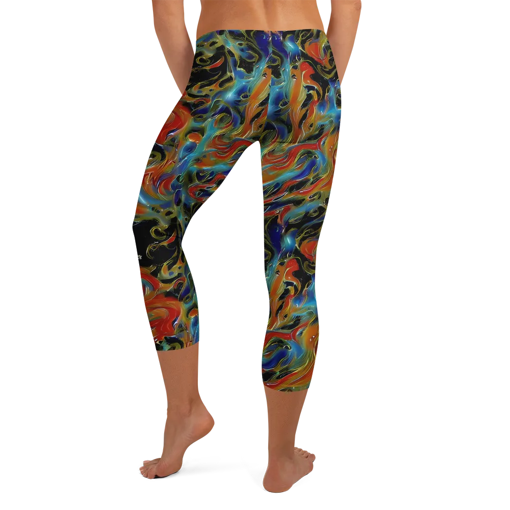 Molten Echoes on Capri Leggings — Back