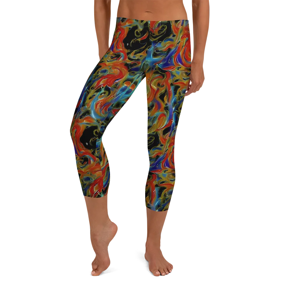 Molten Echoes on Capri Leggings — Front