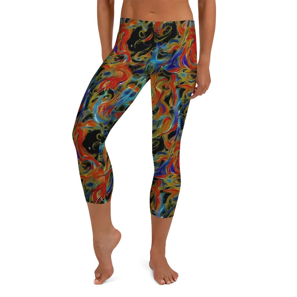 Molten Echoes on Capri Leggings — Front