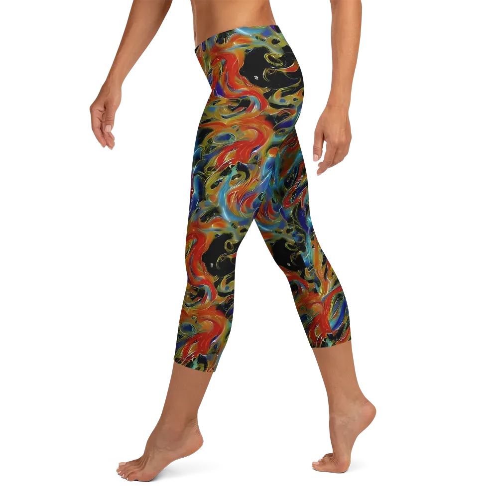 Molten Echoes on Capri Leggings — Left