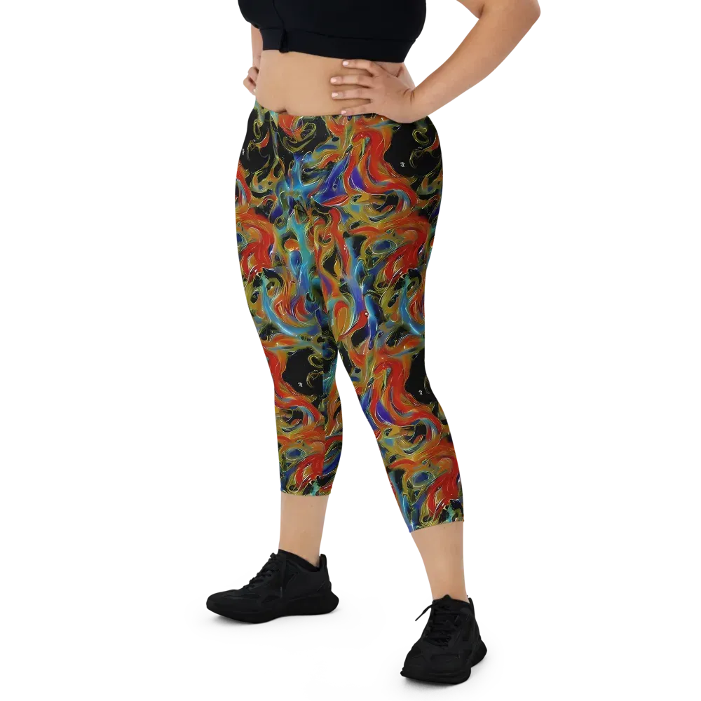 Molten Echoes on Capri Leggings — Front