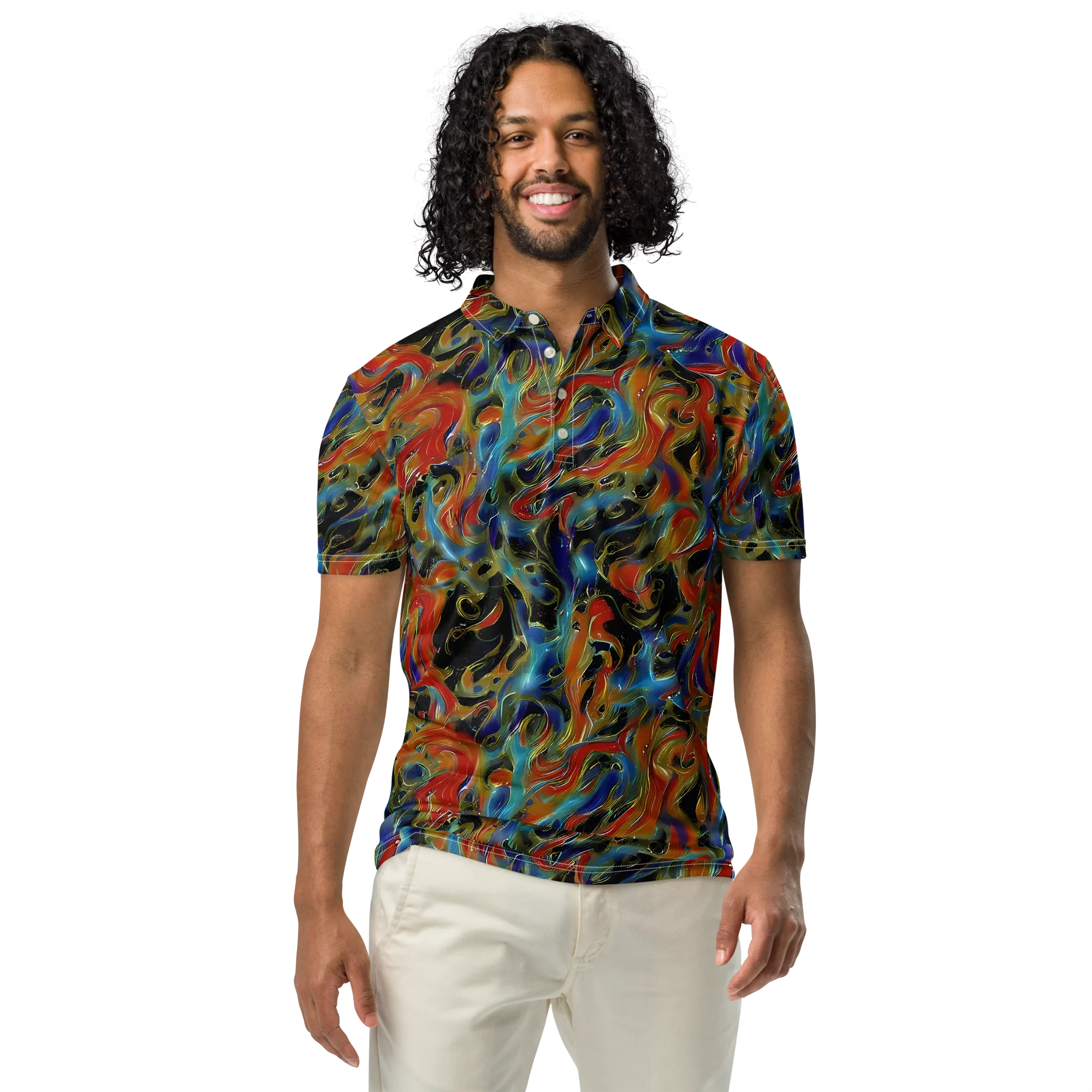 Molten Echoes on Men's Slim Fit Polo Shirt — Front