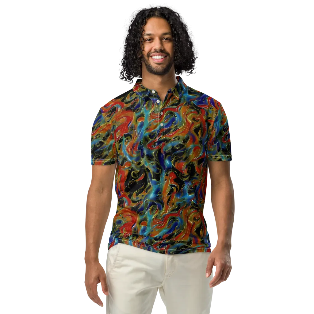 Molten Echoes on Men's Slim Fit Polo Shirt — Front