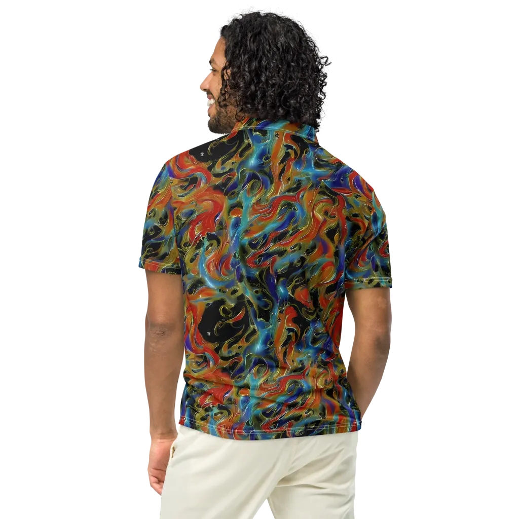 Molten Echoes on Men's Slim Fit Polo Shirt — Back