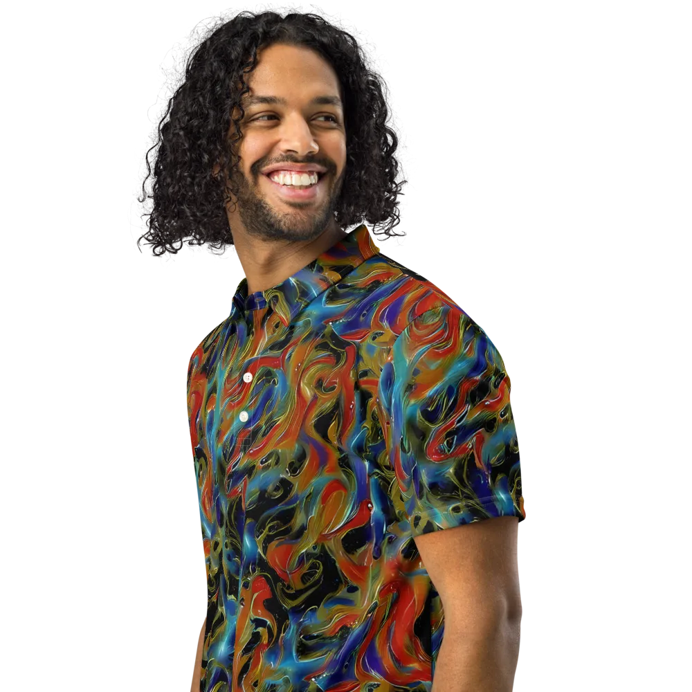Molten Echoes on Men's Slim Fit Polo Shirt — Left Front