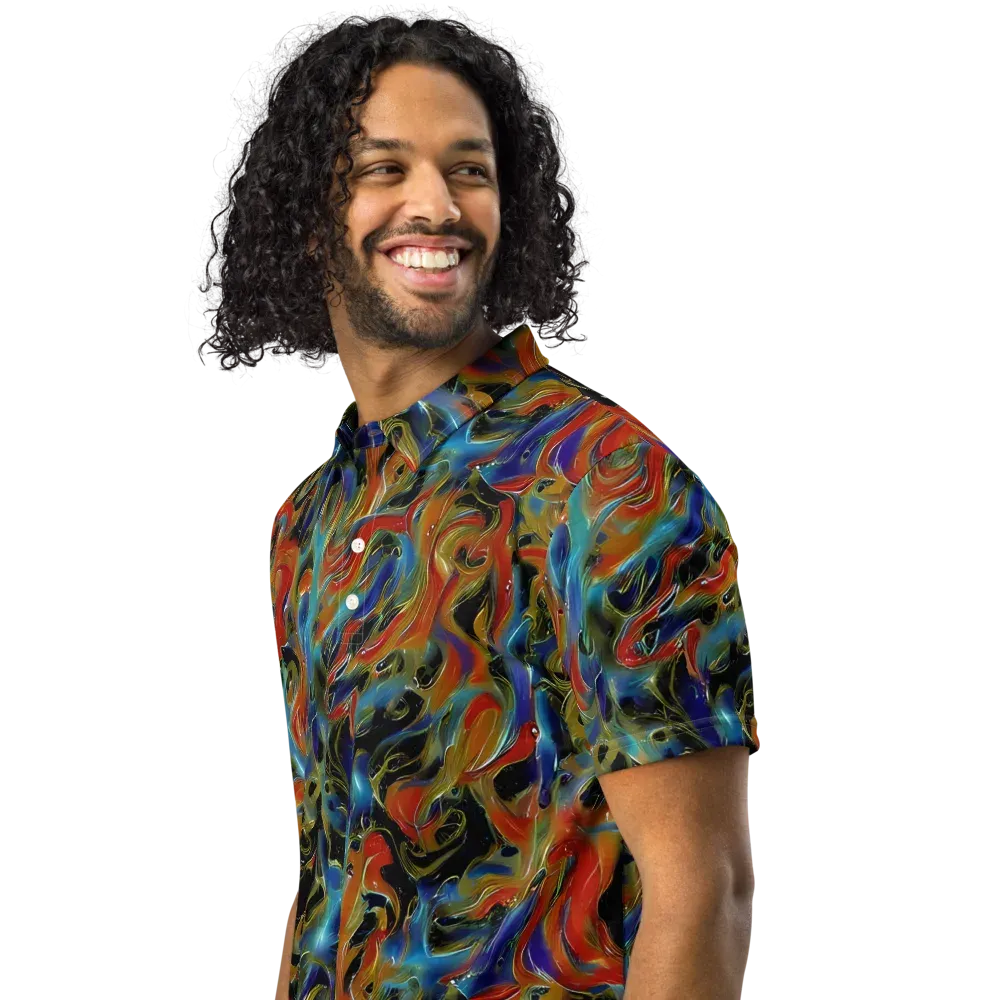 Molten Echoes on Men's Slim Fit Polo Shirt — Left Front