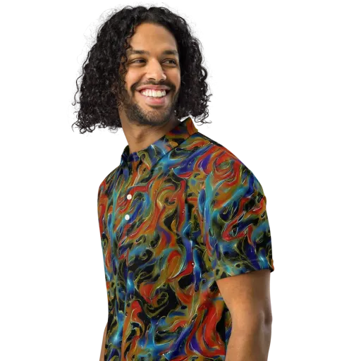 Molten Echoes on a Men's Slim Fit Polo Shirt