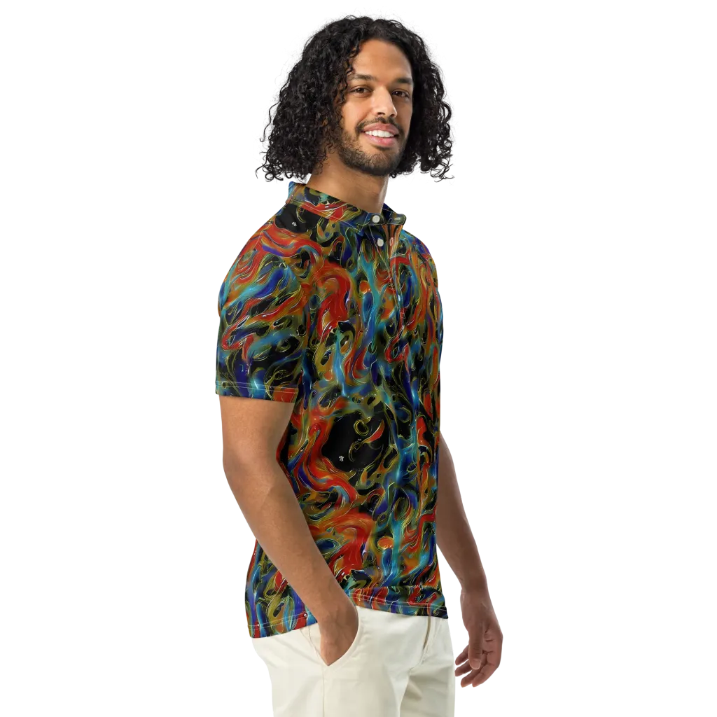 Molten Echoes on Men's Slim Fit Polo Shirt — Right Front