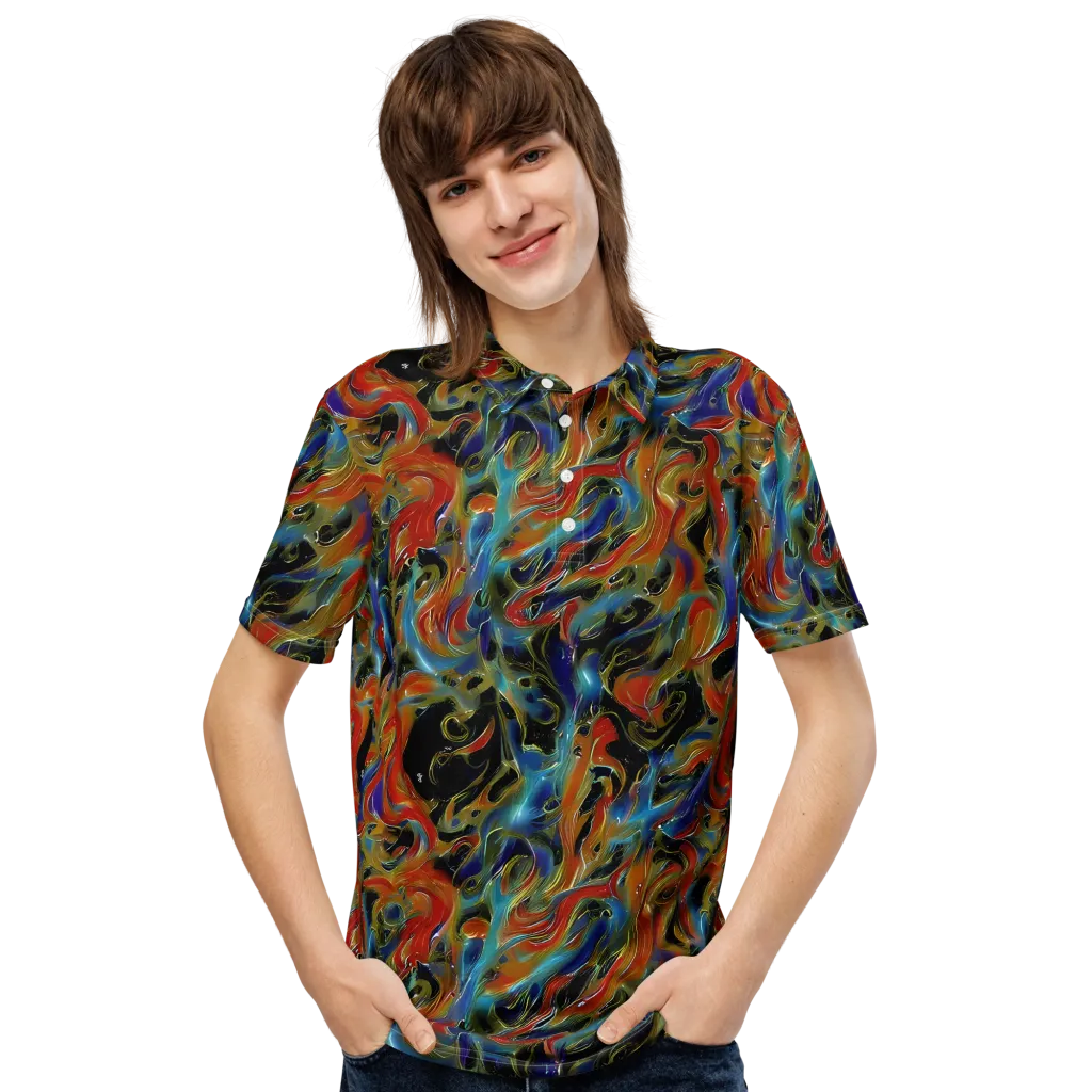Molten Echoes on Men's Slim Fit Polo Shirt — Front