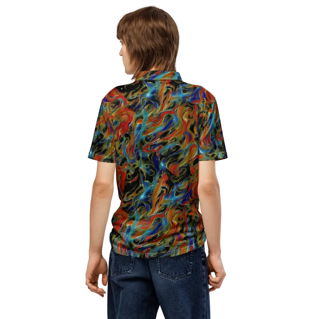 Molten Echoes on Men's Slim Fit Polo Shirt — Back
