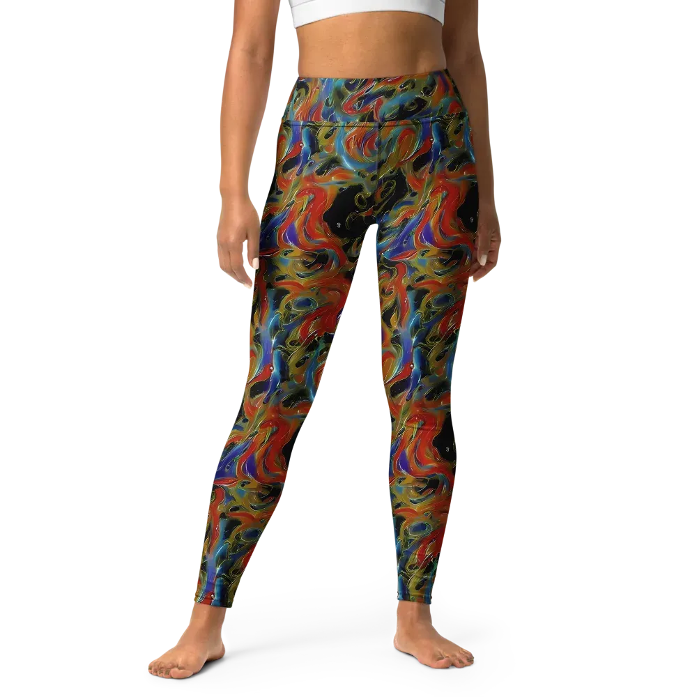 Molten Echoes on Yoga Leggings — Front