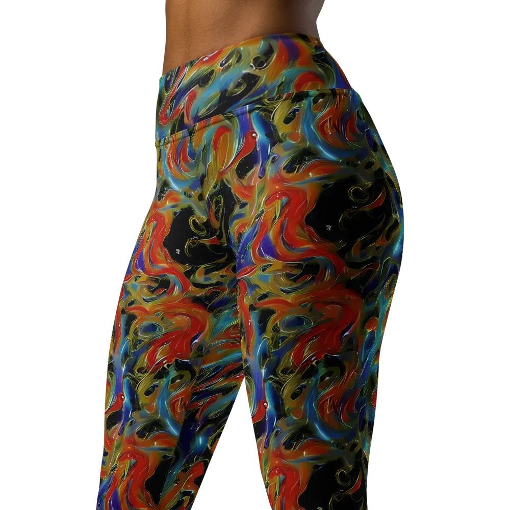 Molten Echoes on Yoga Leggings — Left Front