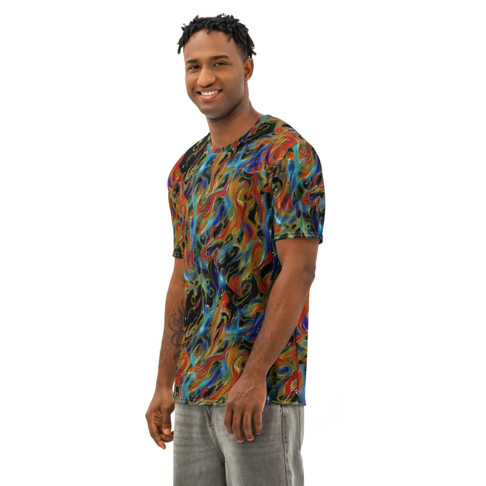 Molten Echoes on Men's Cotton Crew Neck T-Shirt — Left Front