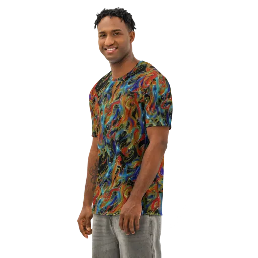 Molten Echoes on a Men's Cotton Crew Neck T-Shirt