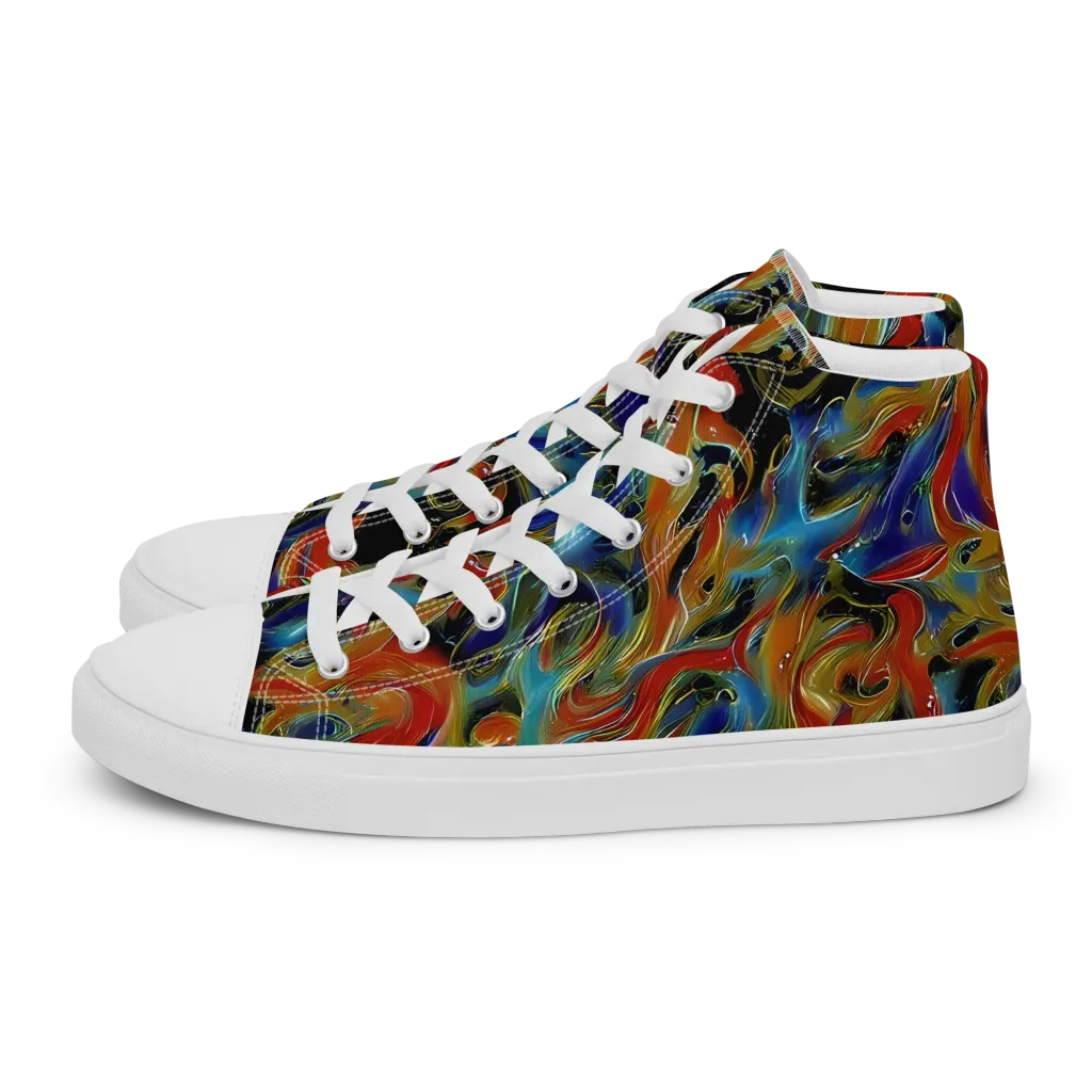 Molten Echoes on Men's High Top Canvas Shoes — Left