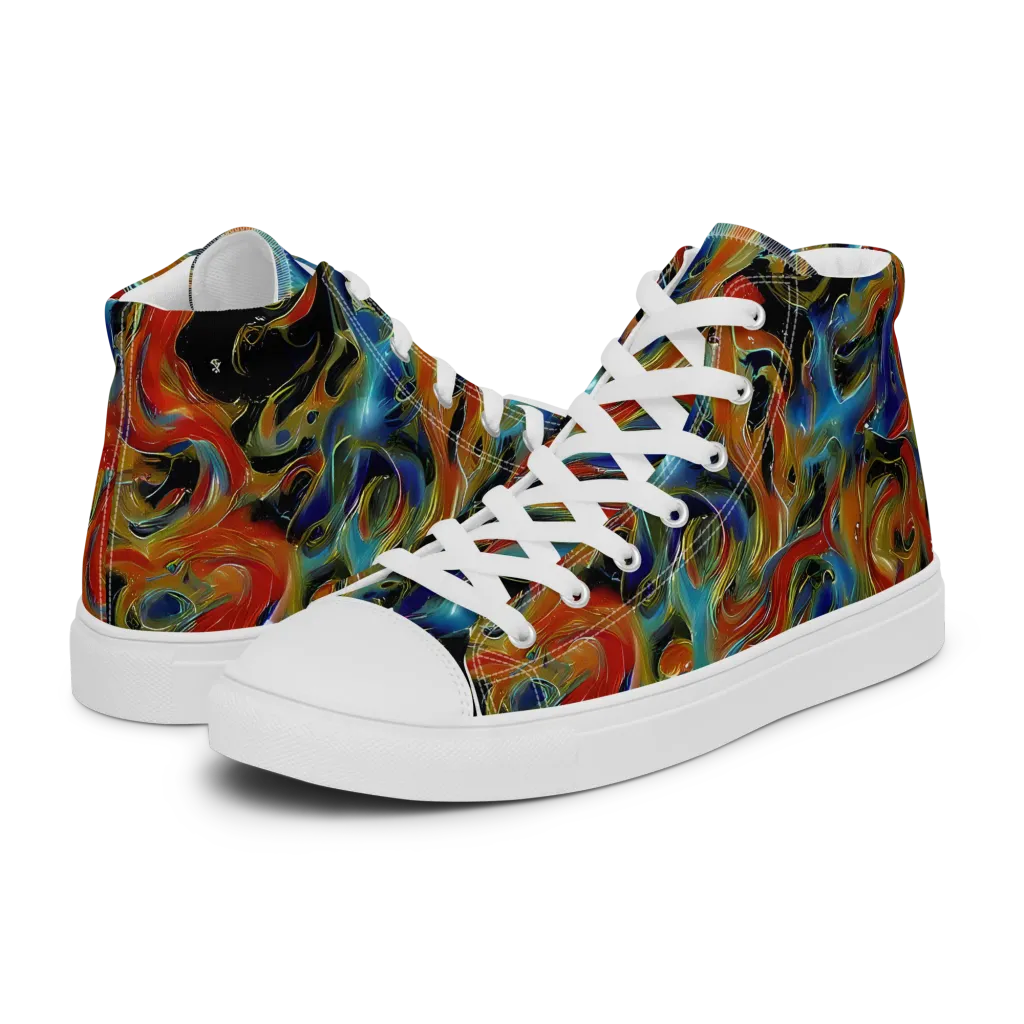 Molten Echoes on Men's High Top Canvas Shoes — Left