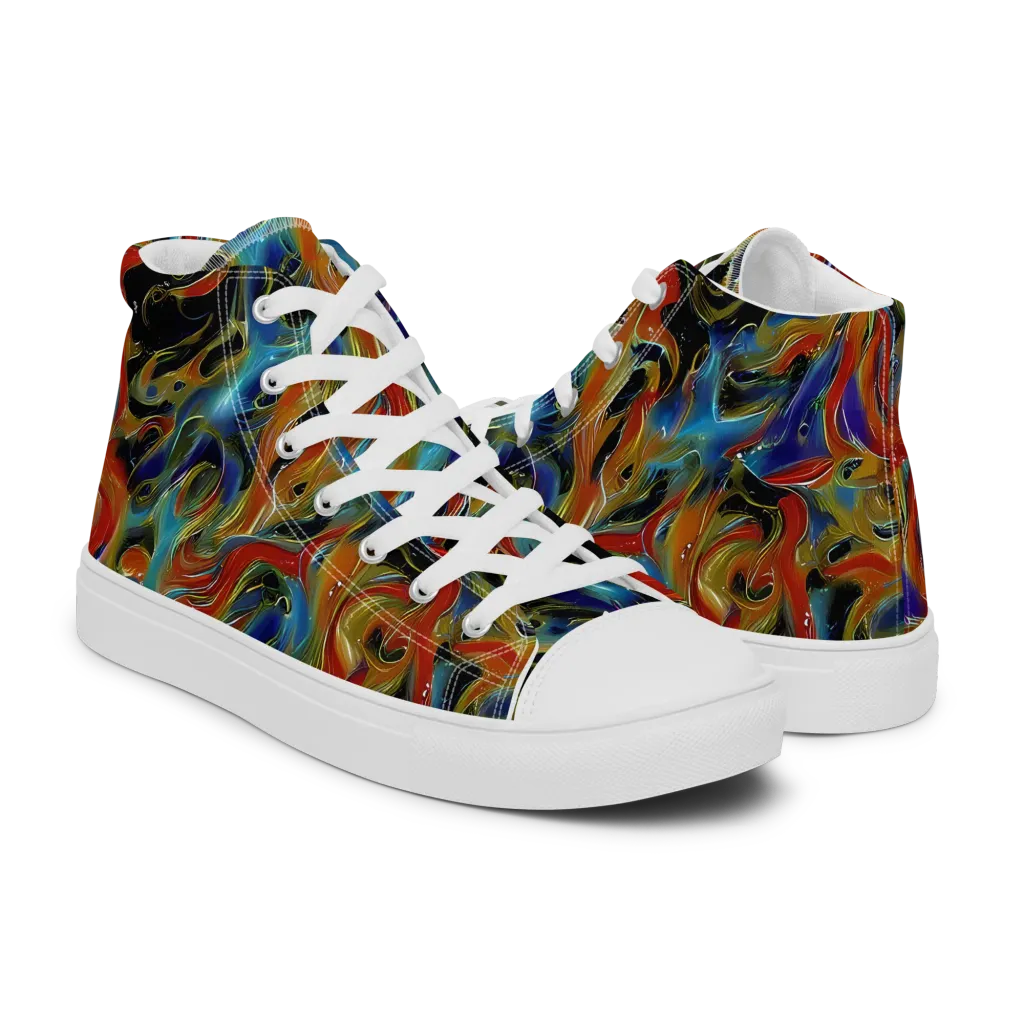 Molten Echoes on Men's High Top Canvas Shoes — Right