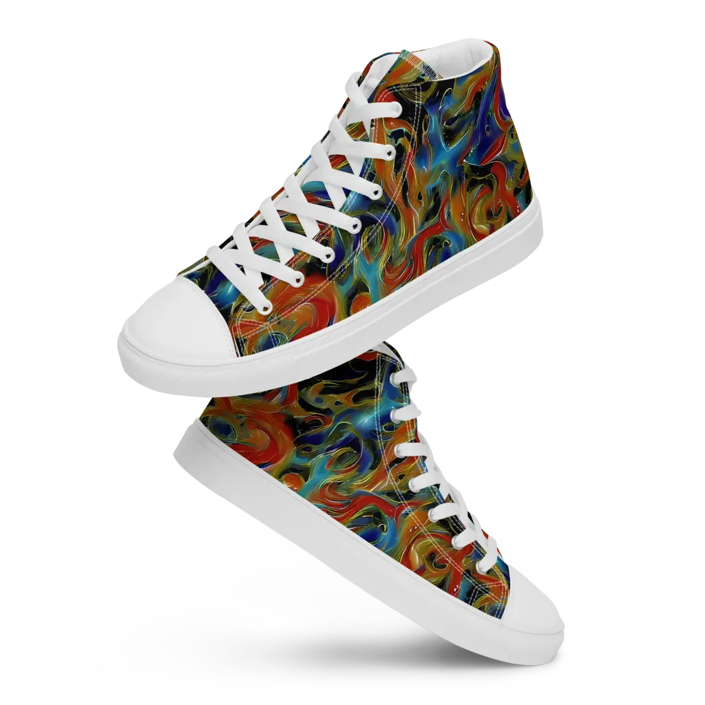Molten Echoes on Men's High Top Canvas Shoes — Front