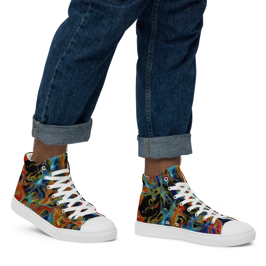 Molten Echoes on Men's High Top Canvas Shoes — Right