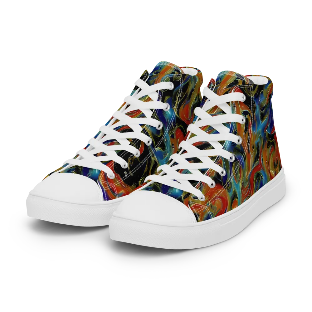 Molten Echoes on Women's High Top Canvas Shoes — Left Front