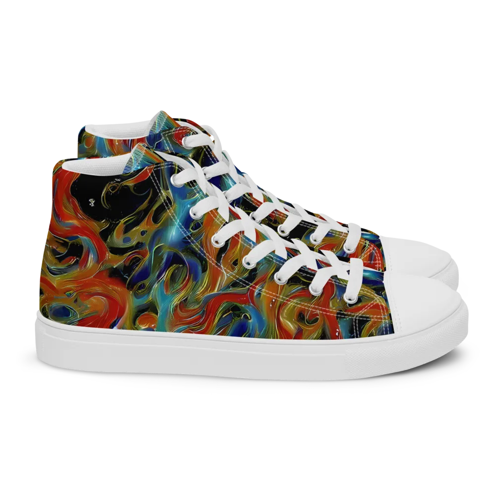 Molten Echoes on Women's High Top Canvas Shoes — Right