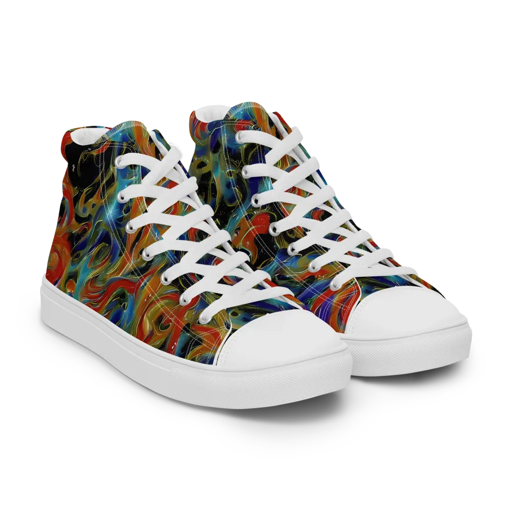Molten Echoes on Women's High Top Canvas Shoes — Right Front