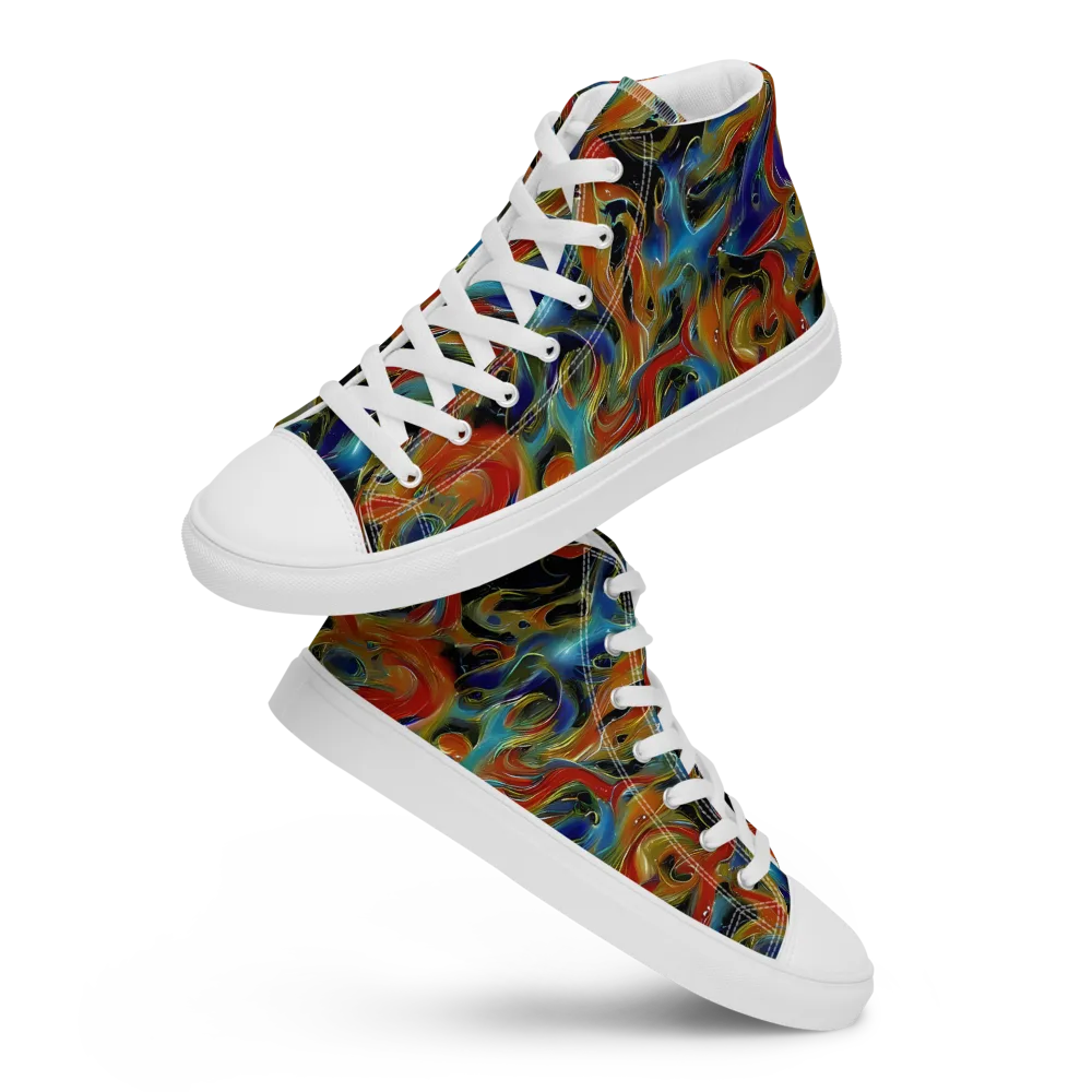 Molten Echoes on Women's High Top Canvas Shoes — Front