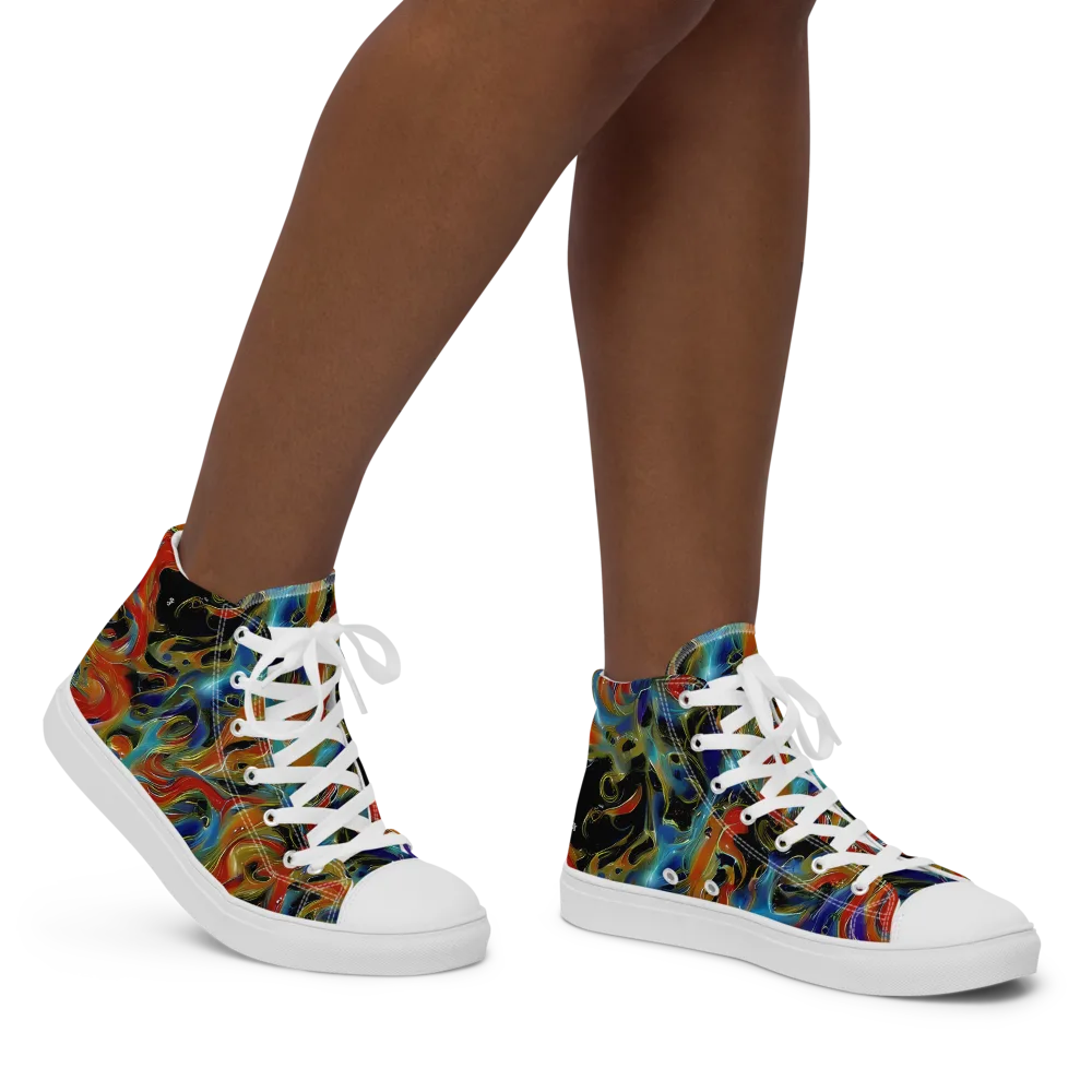 Molten Echoes on Women's High Top Canvas Shoes — Right