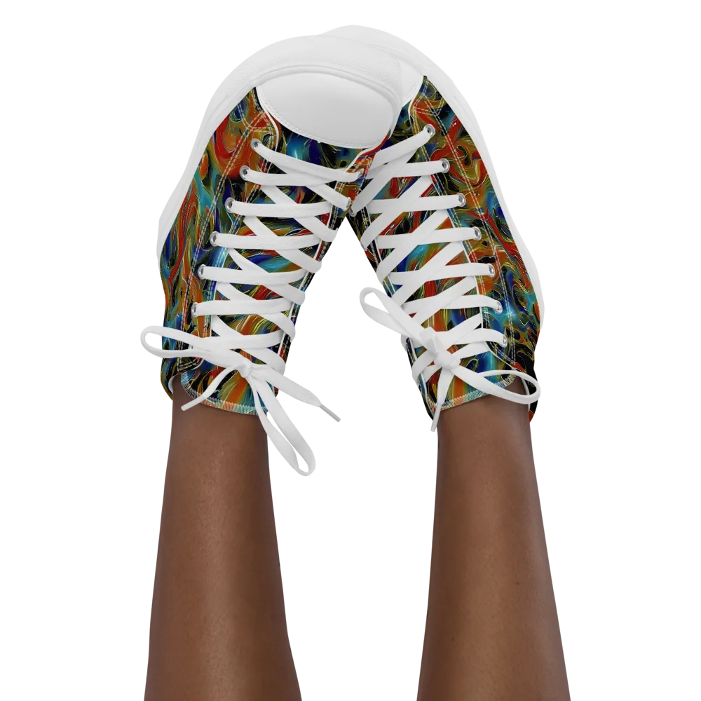 Molten Echoes on Women's High Top Canvas Shoes — Front