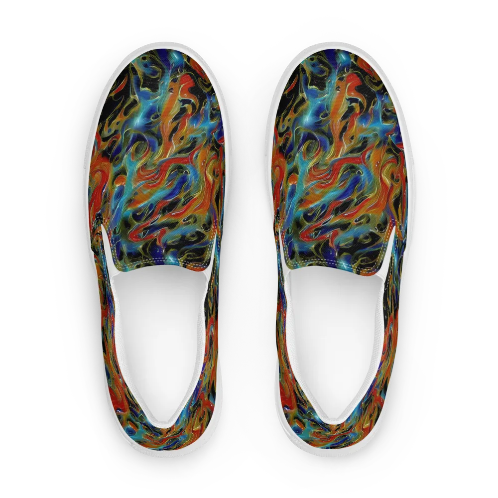Molten Echoes on Men's Slip-On Canvas Shoes — Front