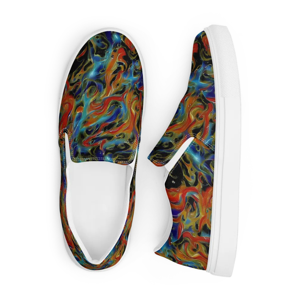 Molten Echoes on Men's Slip-On Canvas Shoes — Front