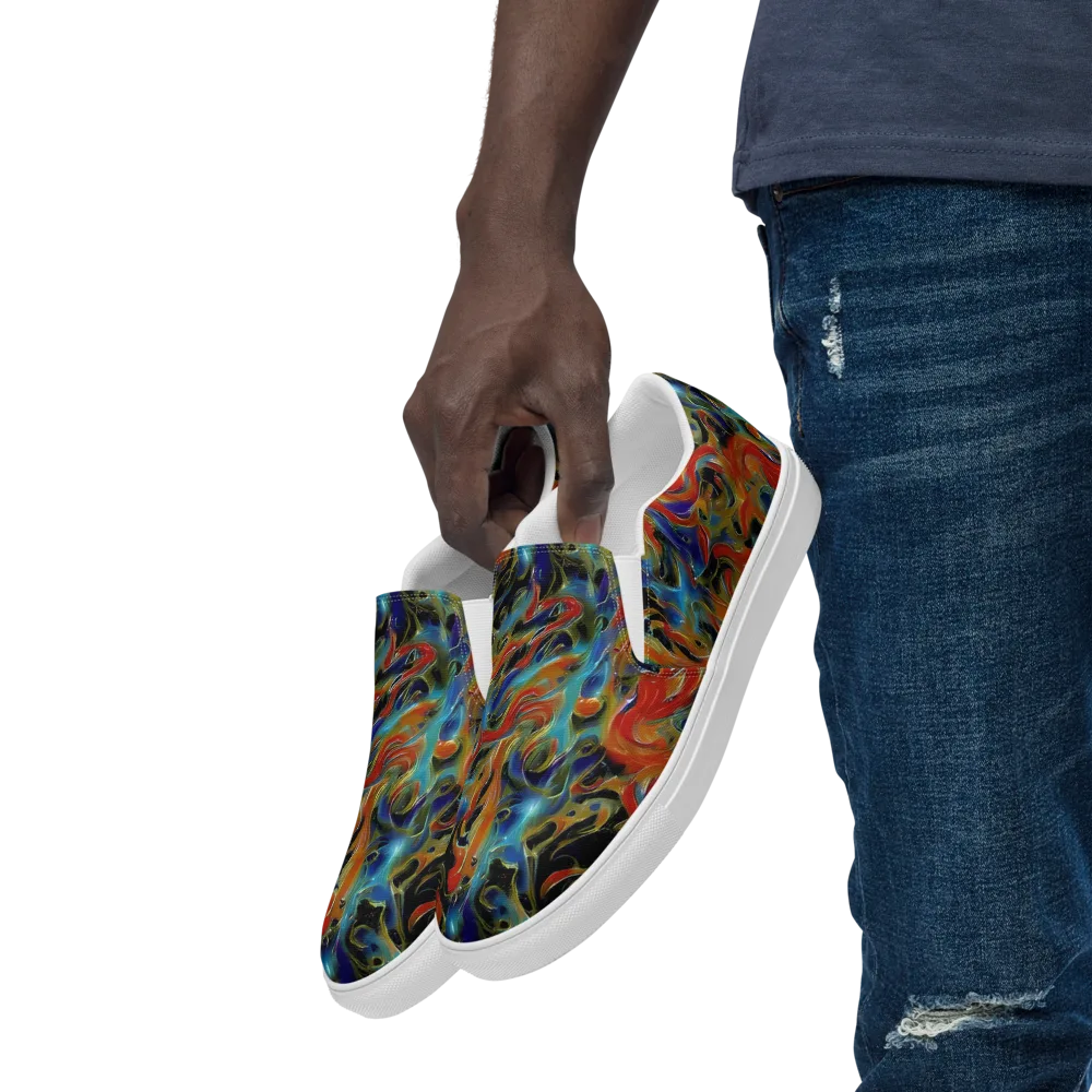 Molten Echoes on Men's Slip-On Canvas Shoes — Left Front