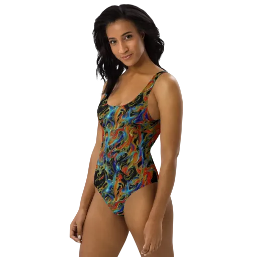 Molten Echoes on a One-Piece Swimsuit